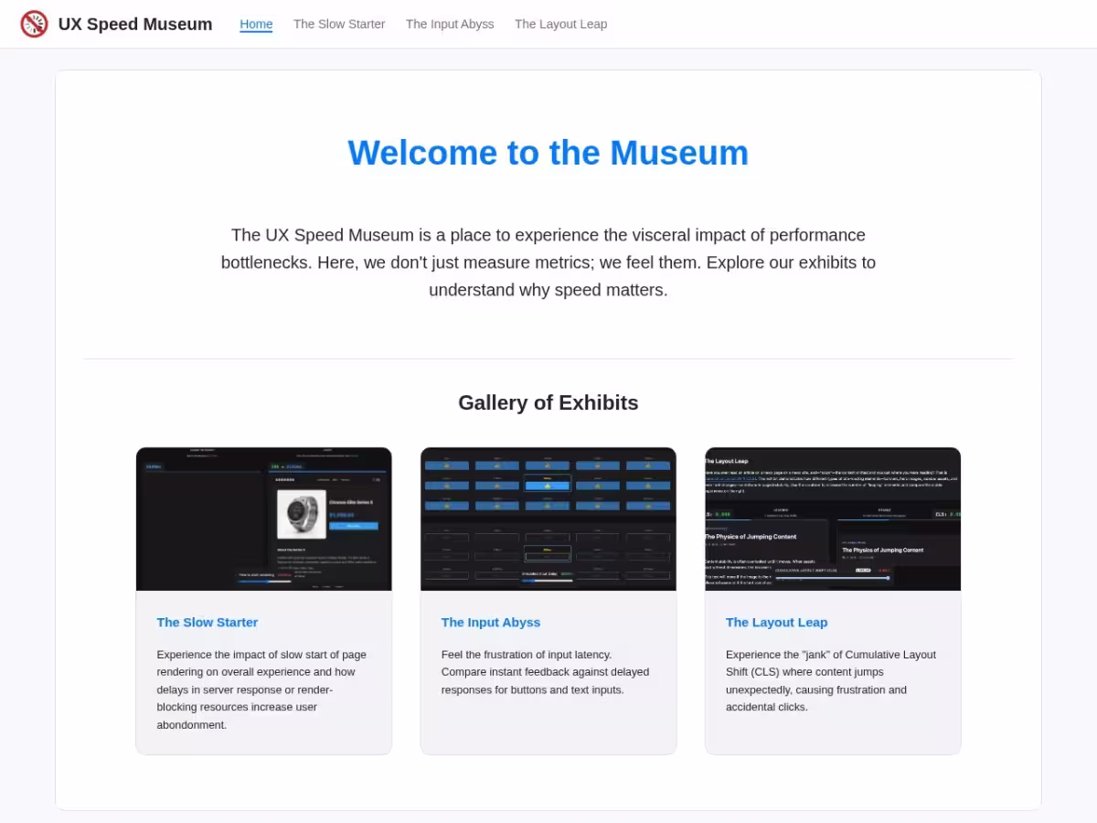 UX Speed Museum screenshot